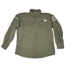 Magellan Fish Gear Shirt Mens L Relaxed Fit Green Vented Long Sleeve Custom